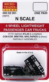 6-Wheel Passenger Car Trucks withadj. couplers Silver 1pr (1018S)