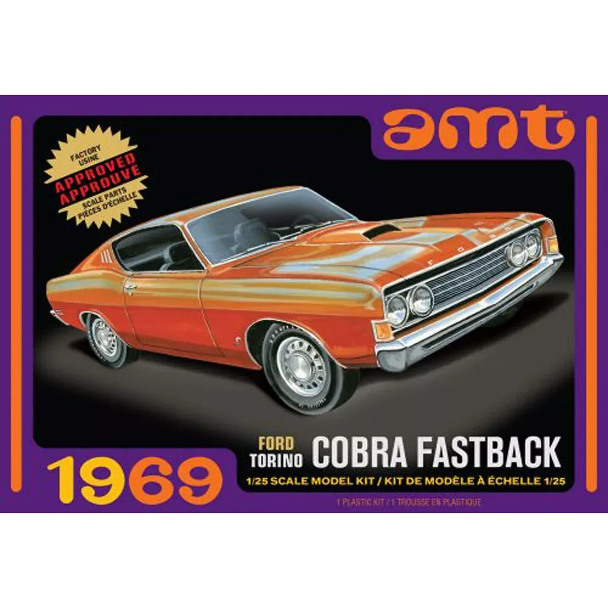'69 Ford Torino Cobra Fastback (1/25 Scale) Plastic Vehicle Model Kit AMT1217M