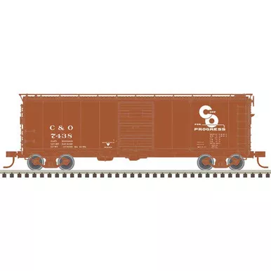 Atlas ~ HO Scale ~ 40' Steel Boxcar ~ Ready to Run ~ Master ~ Chesapeake & Ohio #7438 ~ 20007763
