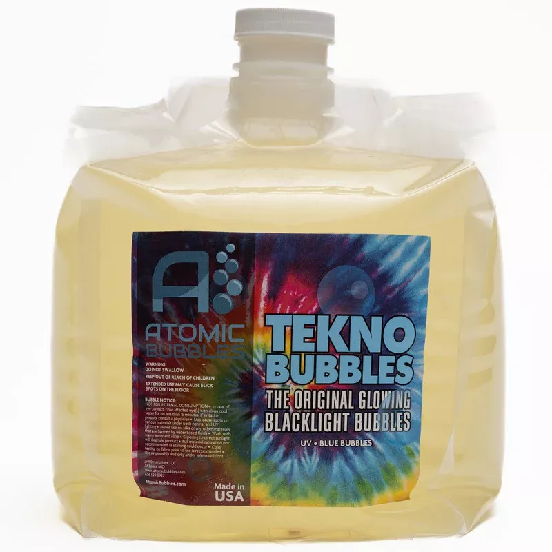 atomic bubbles tekno bubbles – uv glowing bubble refill – blue – 128oz