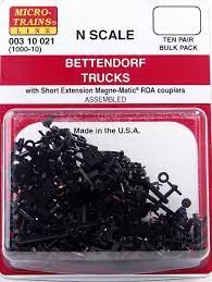 Bettendorf Trucks withshort ext. couplers 10 pr (1000-10)