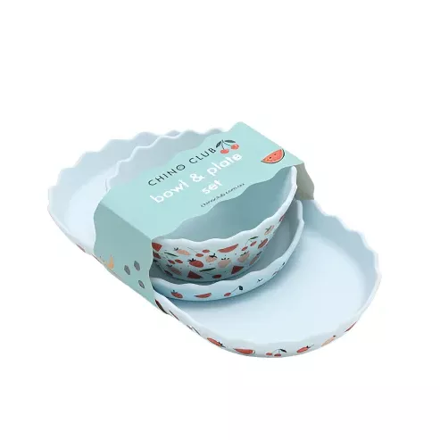 Blue Fruits Silicone Bowl and Plate Set