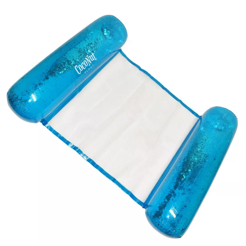 coconut float blue glitter hammock pool lounger – 49″ x 30″ inflatable relaxation chair