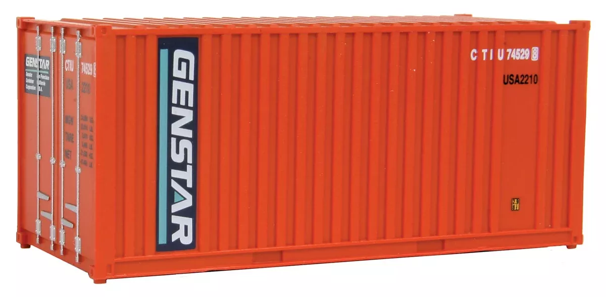 Genstar (orange, blue, white) 20' Corrugated Container with Flat Panel