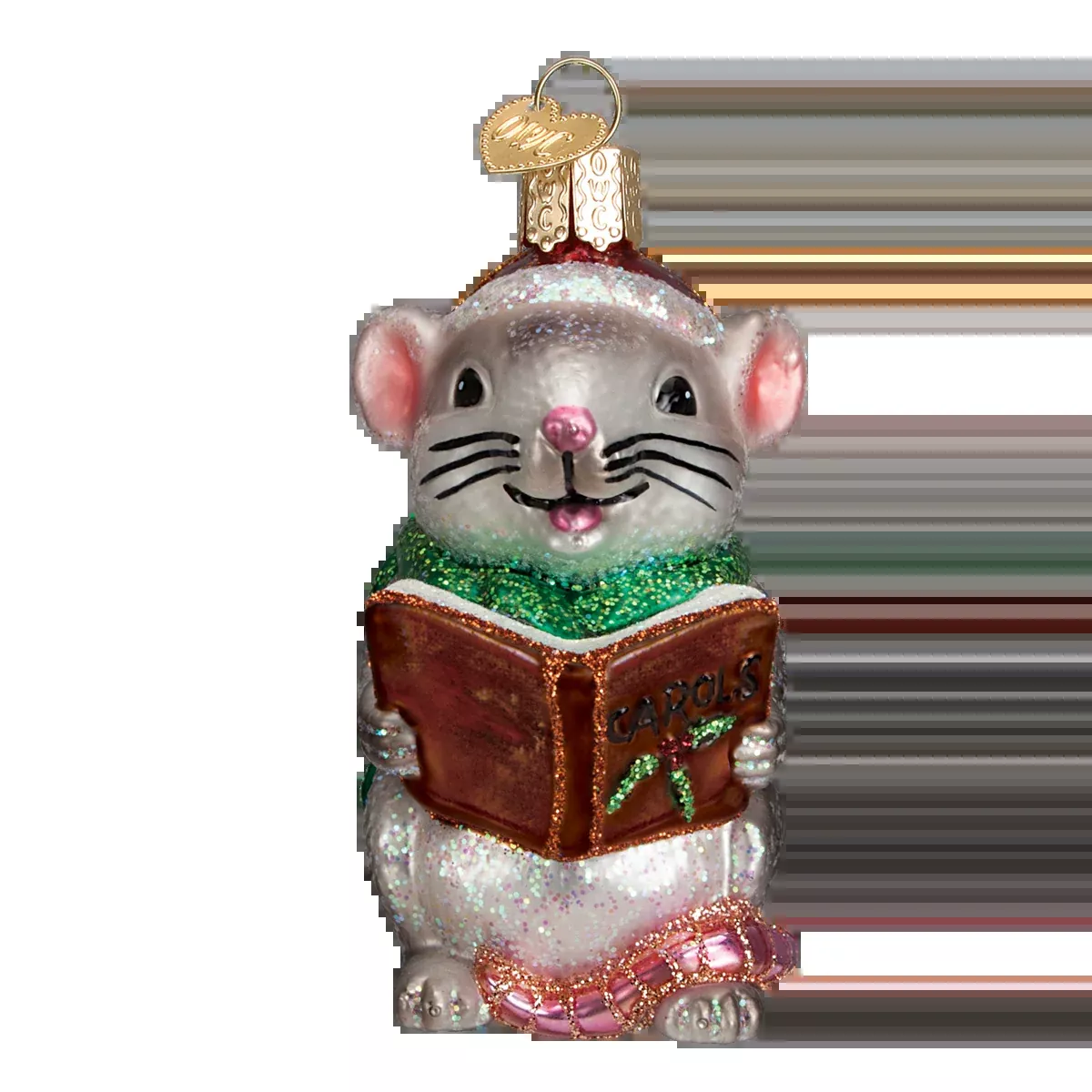 Old World Christmas Caroling Mouse - Grey