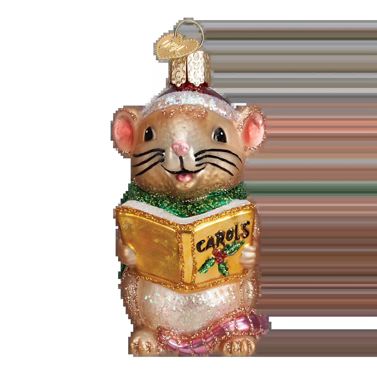 Old World Christmas Caroling Mouse - Tan