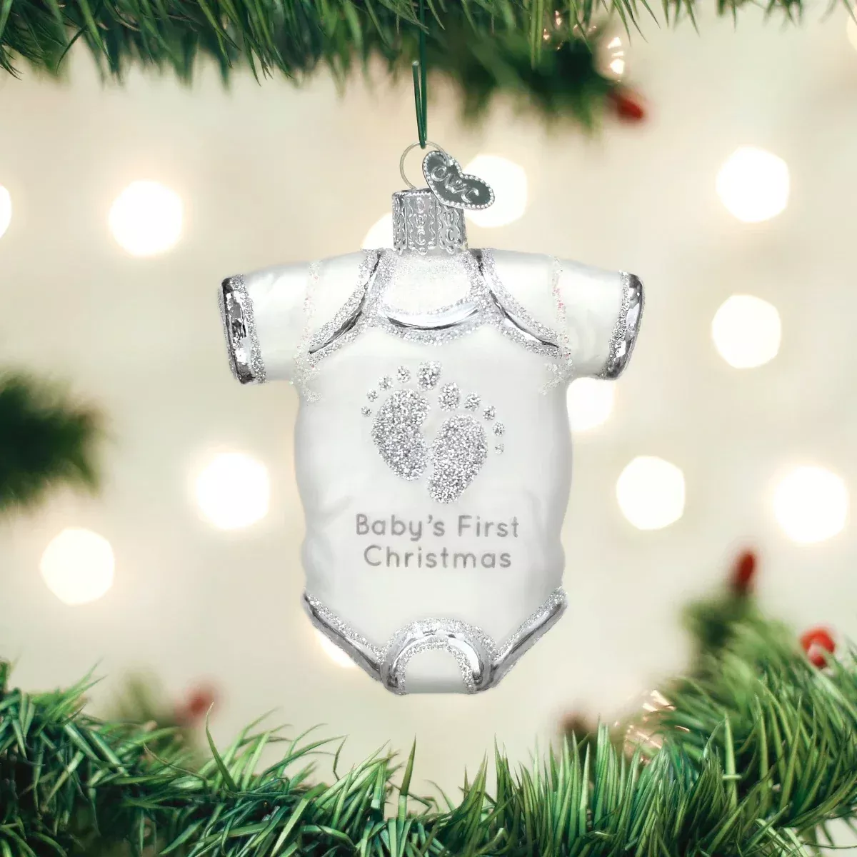 Old World Christmas White Baby Onesie