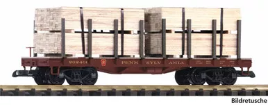 PIKO ~ G Scale ~ Flatcar w/Lumber Load ~ Pennsylvania Railroad ~ 38799