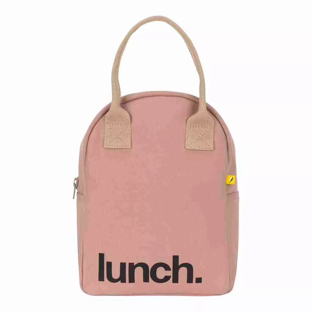 Zipper Lunch Bag - Mauve Pink 'Lunch'