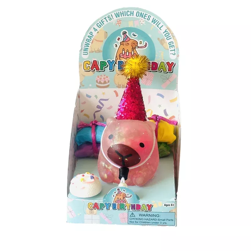 zorbitz capy birthday squishy with 4 wrapped surprise gifts
