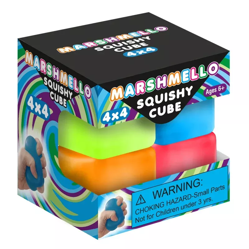 zorbitz marshmello squishy 4×4 mini cube (colors may vary)
