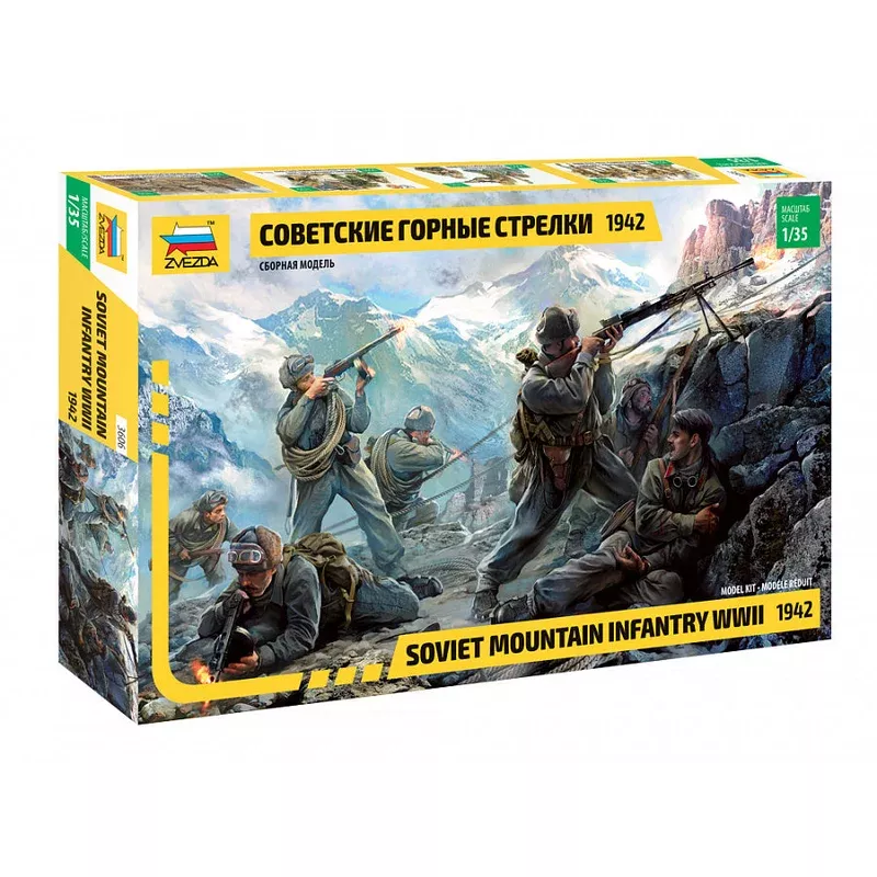 zvezda 3606 1/35 wwii soviet mountain infantry troops figures model kit
