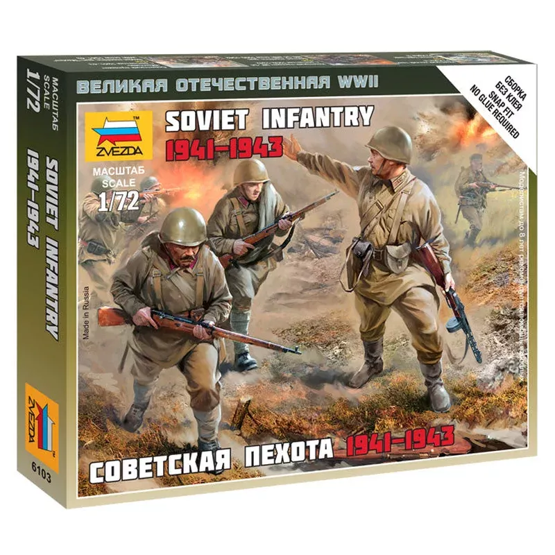 zvezda 6103 1/72 wwii soviet infantry 1941-1943 figures model kit
