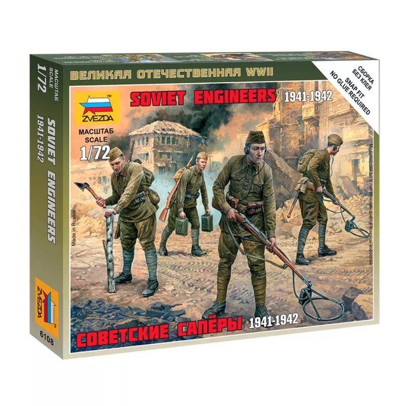 zvezda 6108 1/72 wwii soviet engineers figures model kit