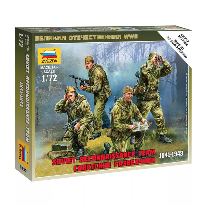 zvezda 6137 1/72 wwii soviet reconnaissance team figures model kit
