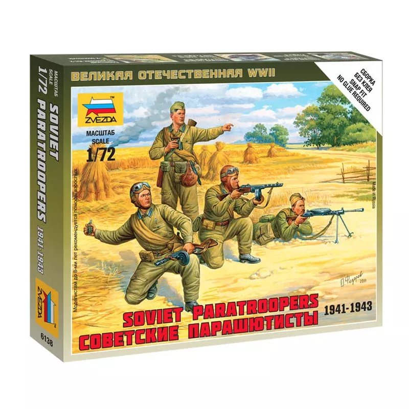 zvezda 6138 1/72 wwii soviet paratrooper figures model kit