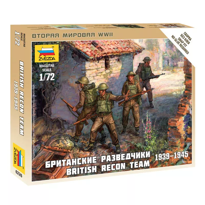 zvezda 6226 1/72 wwii british recon team figures model kit