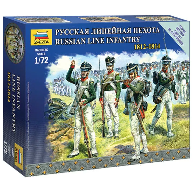 zvezda 6808 1/72 russian line infantry figures model kit (napoleonic wars 1812-1814)